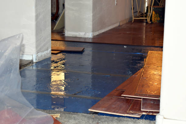 Professional Flood Damage Restoration technician working in Kingston, NJ
